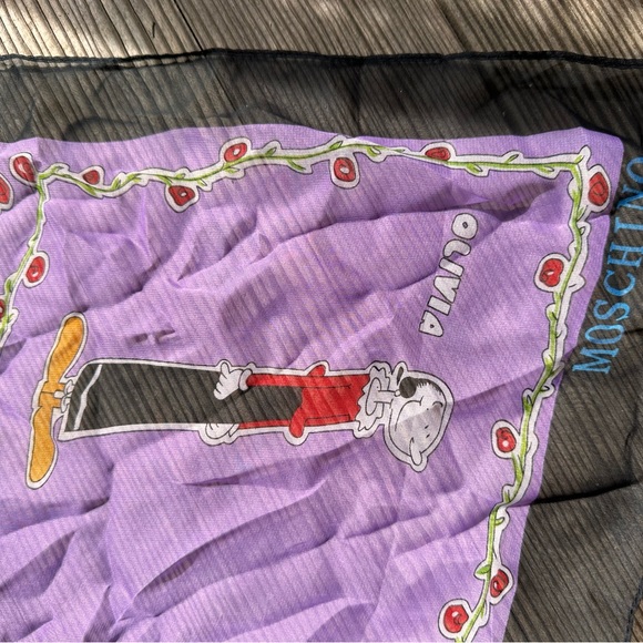 Moschino Olive Oyl silk chiffon scarf wrap, 29 x 66 inches - Picture 4 of 8